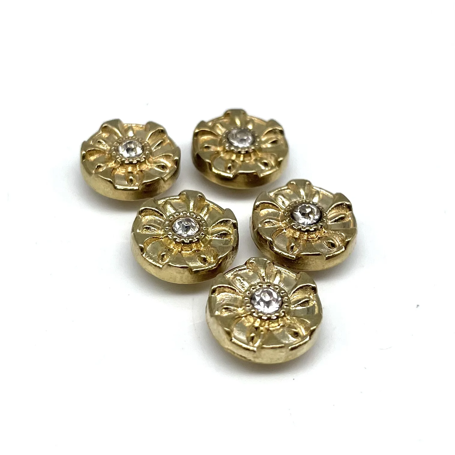 Wholesale new logo with diamond  jeans button gold plating color rivet button for clothing