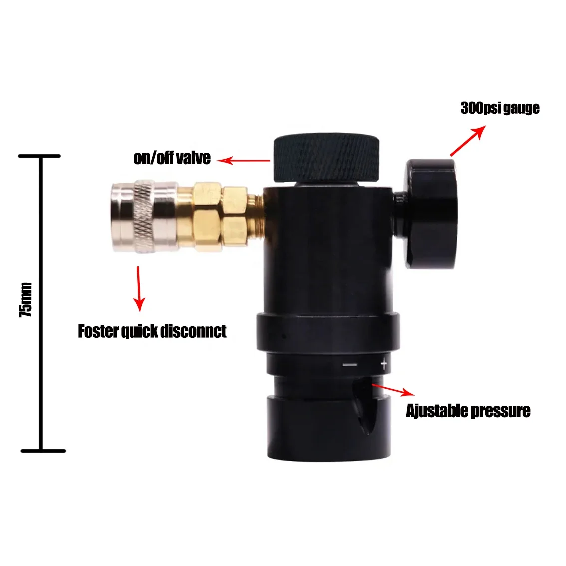 Updated Paintball HPA Mico MR GEN2 Regulator W/ US Foster Coupler with On/Off Valve,Output Pressure 40-160PSI