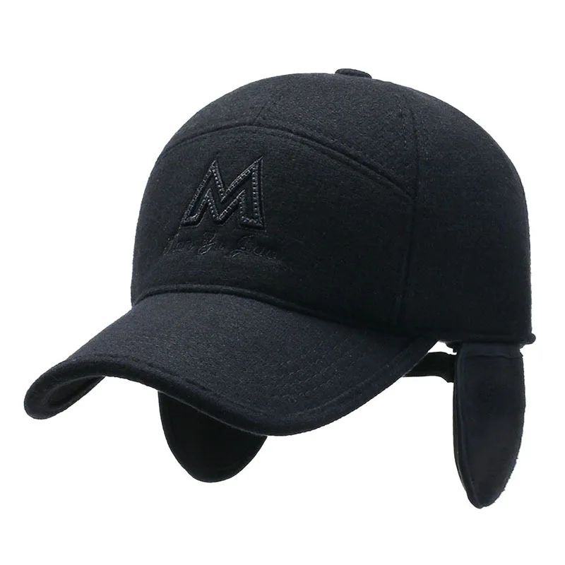 Winter Outdoor Hat Men Winter Thicken Ear Protection Trucker Cap Velvet Letter Embroidery Baseball Fitted Hats