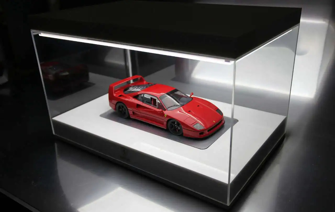 Acrylic Transparent Clear Rectangular With Led Light 1:18 Model Car Shoes Storage Box Collection lego Technic Display Box