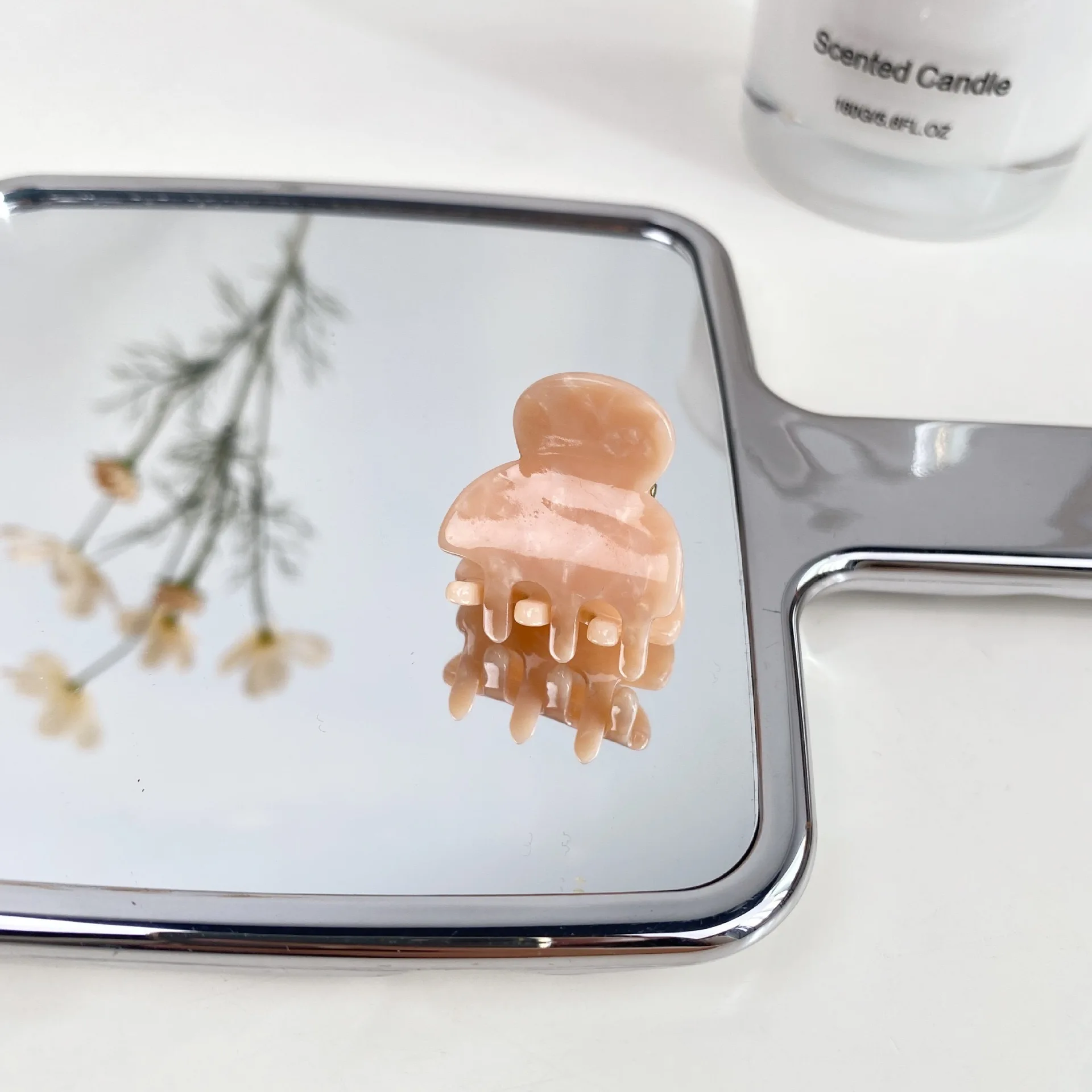 2024 New Trendy Floral Print Small Pink Hair Claws Cute Cellulose Acetate Mini Hair Claw Clips For Girls