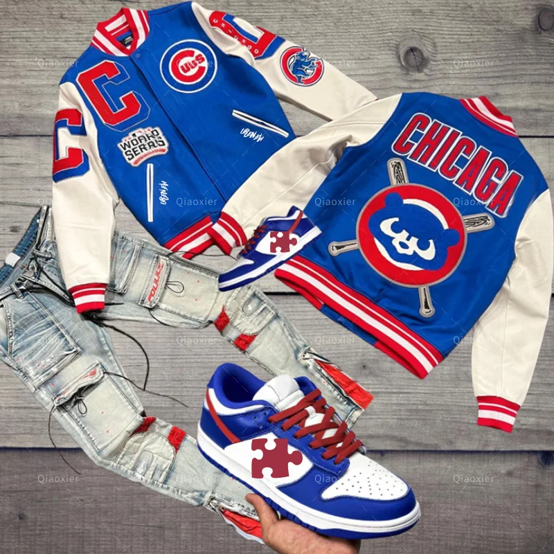 Custom logo chenille embroidery vintage streetwear  leather sleeve baseball letterman jacket for men