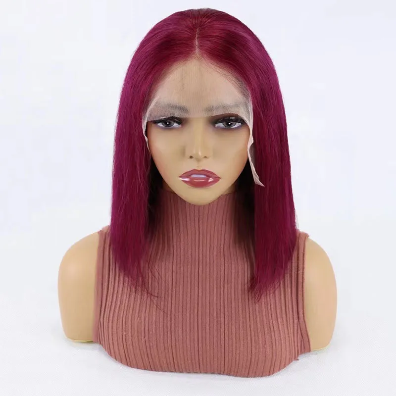 Free Shipping 13x4 ST Bob Wig Lace Front 12inch Red Wigs Human Hair Lace Front Women Wigs Human Hair