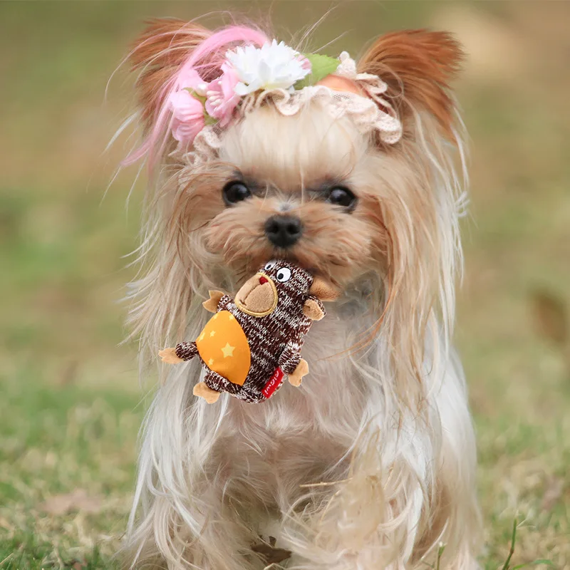 Pet Plush Chew and Vocal Toy Squirrel Penguin Red Deer Doll Dog Cat Interactive Toy Christmas