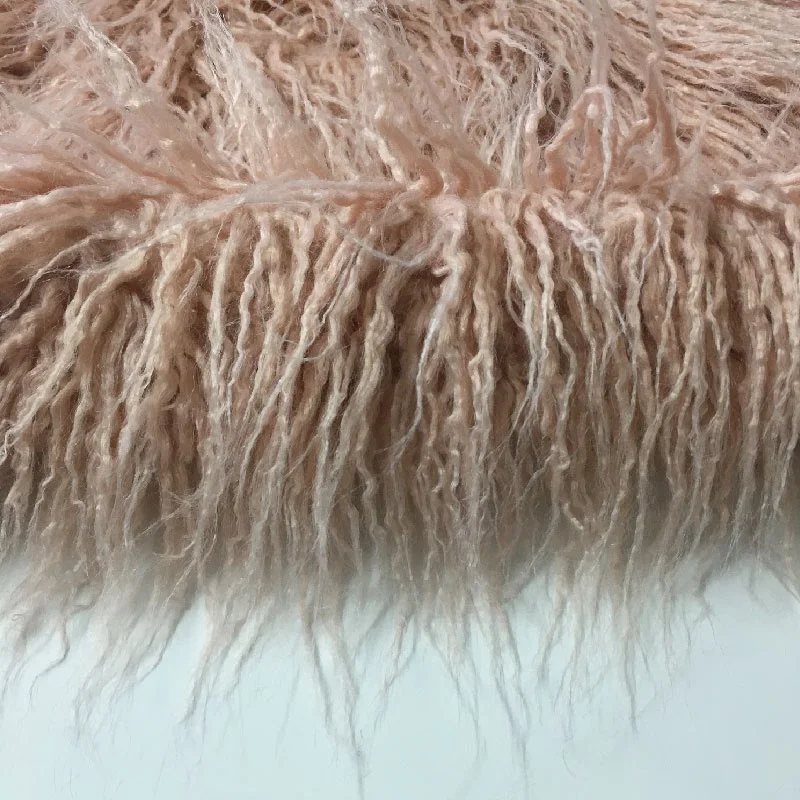high quality long pile 80mm fake faux artificial curly mongolian lamb fur fabric