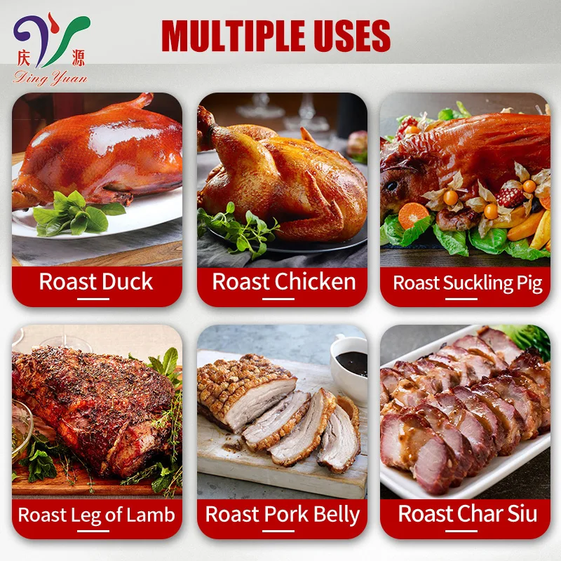 Wholesale High quality tempered glass charcoal whole chicken roasting oven smoke duck hanging display roaster with wood fire