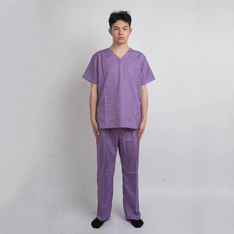 Custom Wholesale Disposable Surgical hospital clothes uniform Suit Purple color surgical gown Comfortable medical scrubs