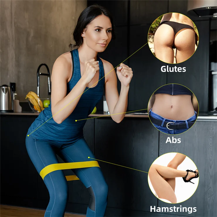 Ready to Ship High Quality  Latex Family Exercise Fitness Blue Elastic Mini Hip Exercise Resistance Loop Booty Bands