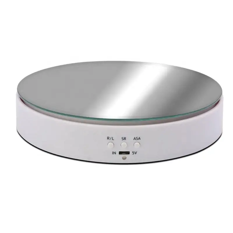 High quality automatic 195 mm electric/battery powered turntable product rotating display stand with mirror face