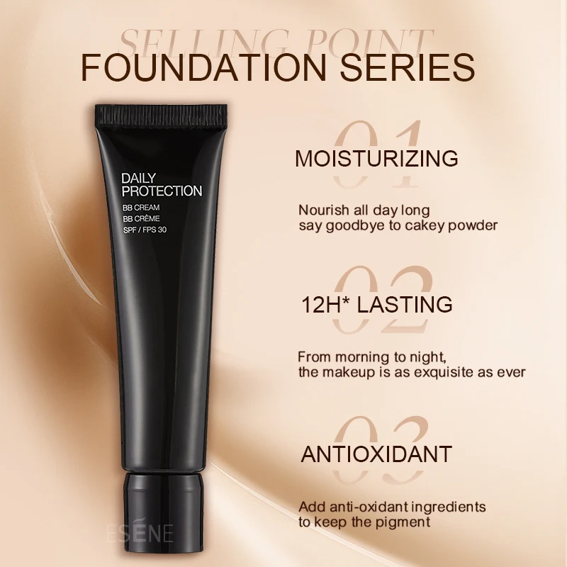 Esene F-LF84 Wholesale private label sunisa waterproof full coverage liquid foundation (new) bb cream for dark skin makeup sets