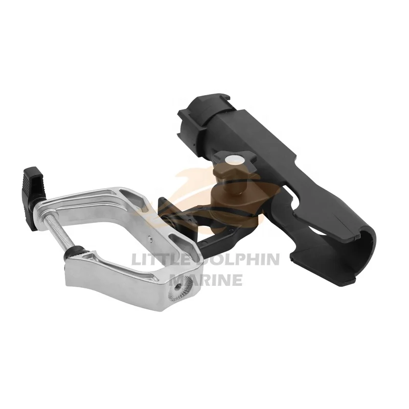 Black Plastic Kayak Fishing Support Rod Holder Bracket Yacht Fishing Tackle Tool 360 Degrees Rotatable Rod Holder with Screws