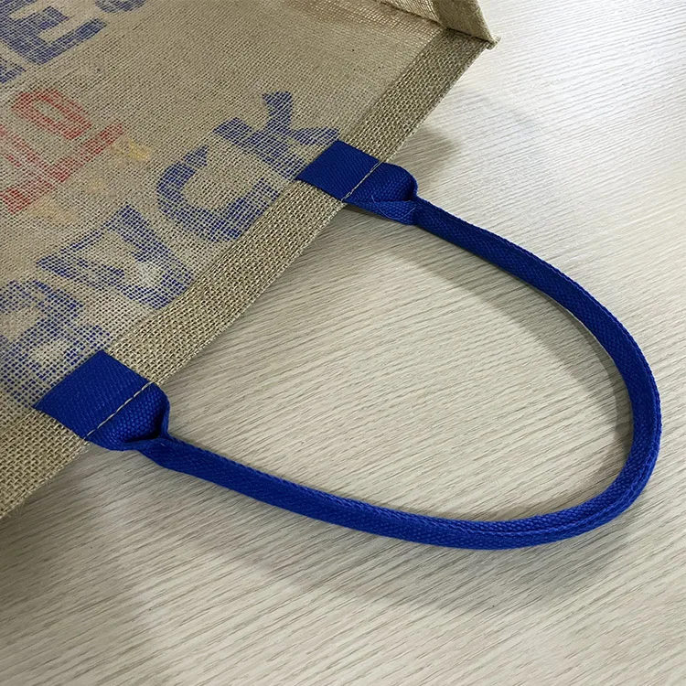 Cheap Custom Logo Printed Eco Recycle Natural Foldable Reusable Jute Burlap Linen Shopping Tote Bag