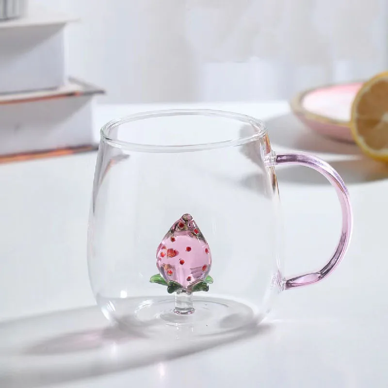 Handmade 3D animal stereo shape drinking glass cup with icon for milk juice beer tea coffee