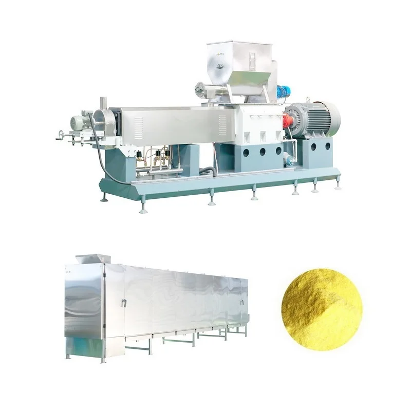 Premium corn rice soya puffed powder instant porridge manufacturer extruder dryer blender conveyor and bagger for sale