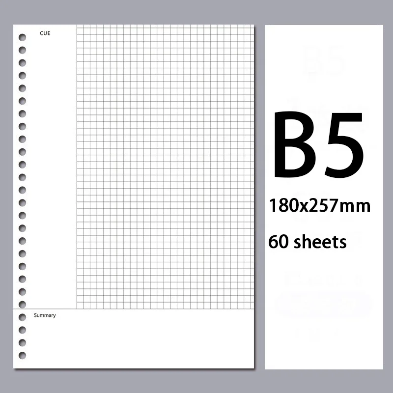 2022 B5 Planner Notebook Filler Paper Page Lining B5 Hole Punched Refills Inserts Filler Paper Pages In Set