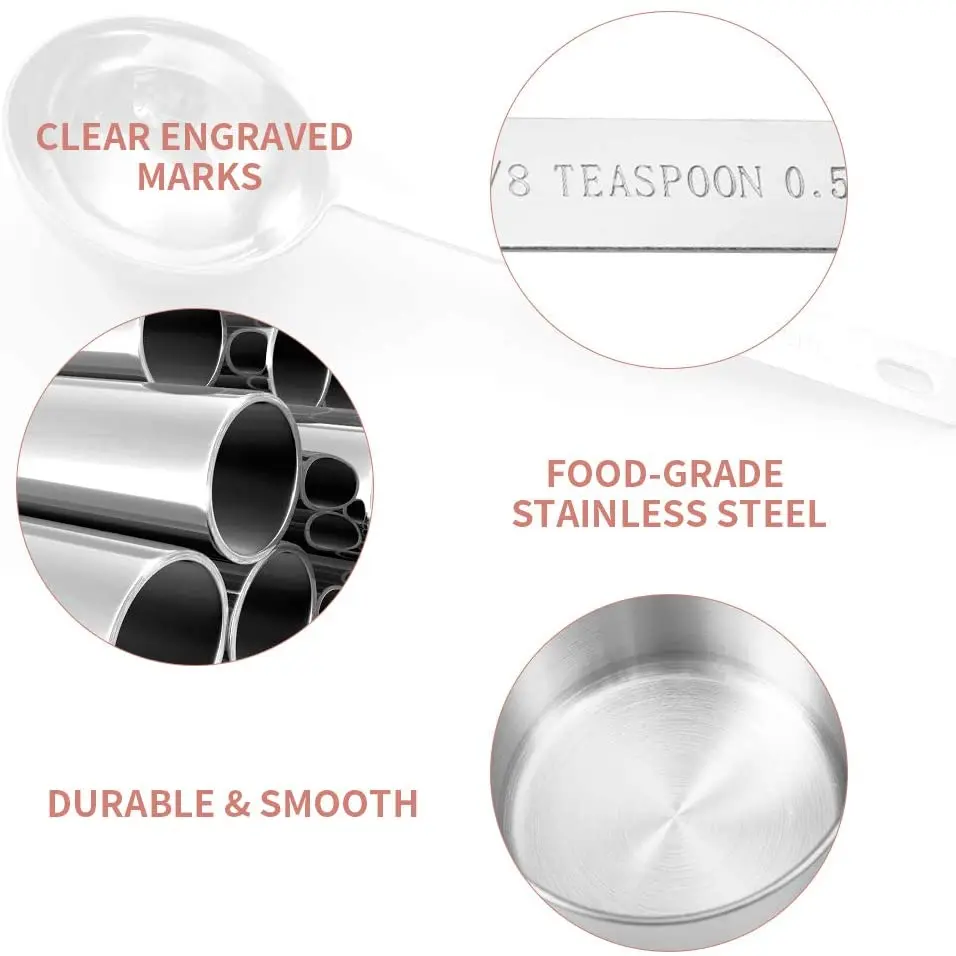 Stainless Steel Measuring Cups And Spoons Set Engraved Measurements Measuring Cup Spoon