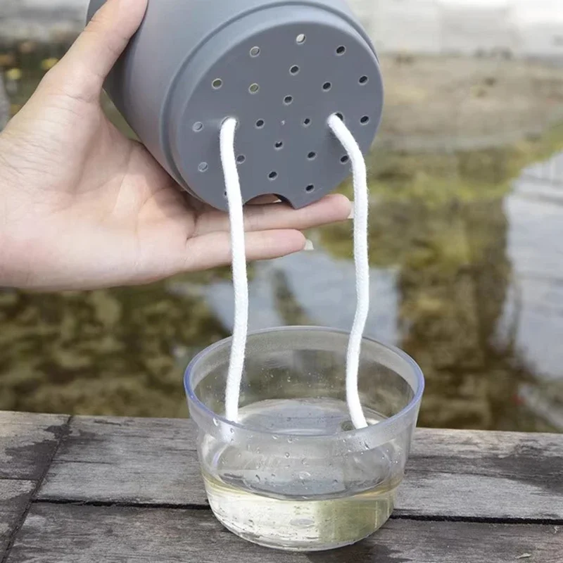 Transparent Double Layer Plastic Flower Pot Hydroponic Home Vase Self Watering Flowerpot Cotton Rope Watering Small Plant Pot