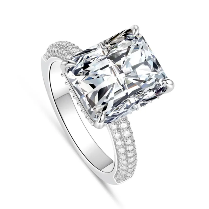gorgeous jewelry emerald cut cubic zircon 925 sterling silver band ring