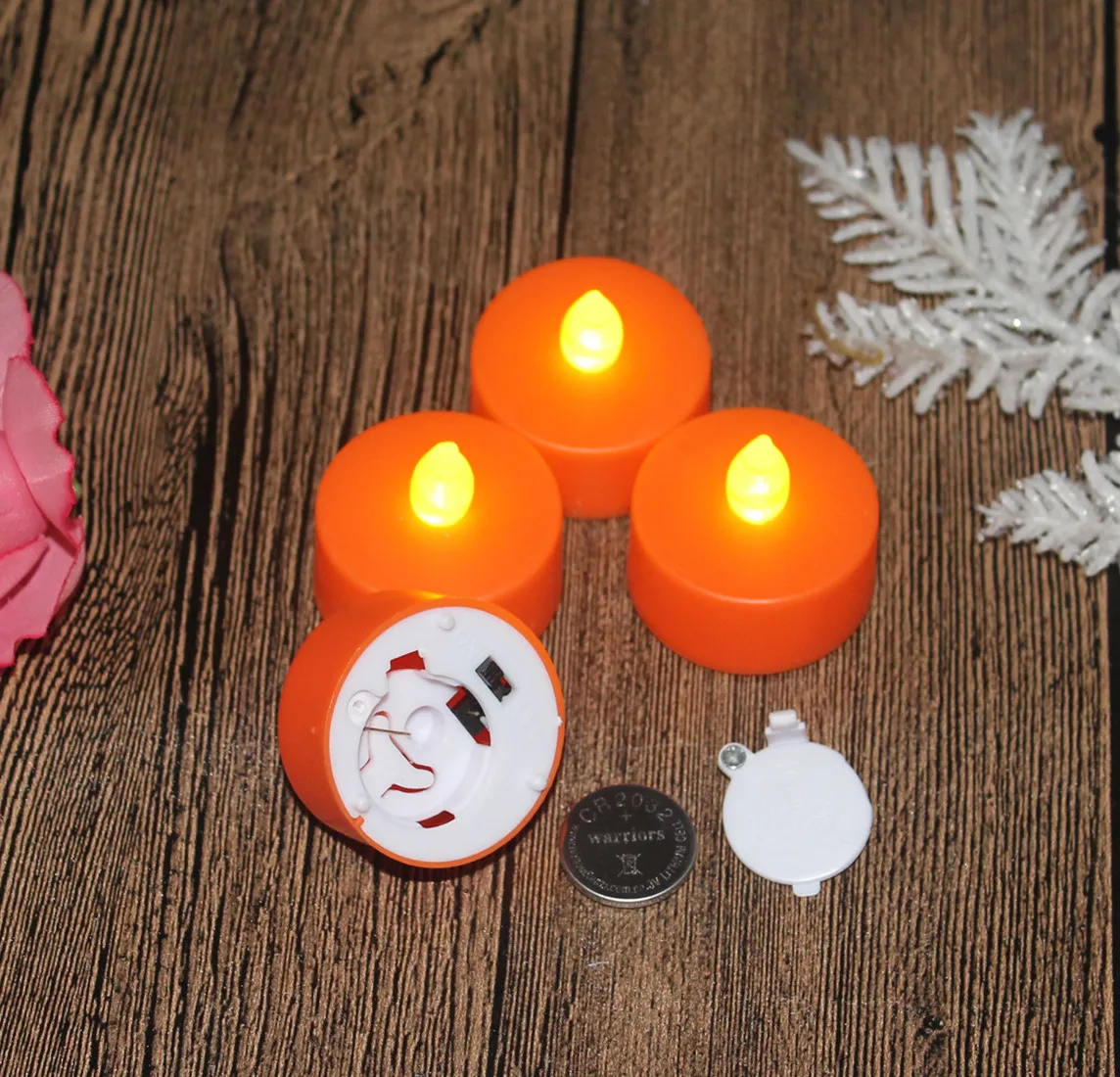 Orange pillar led tea light warm yellow light and colorful light for you to choose