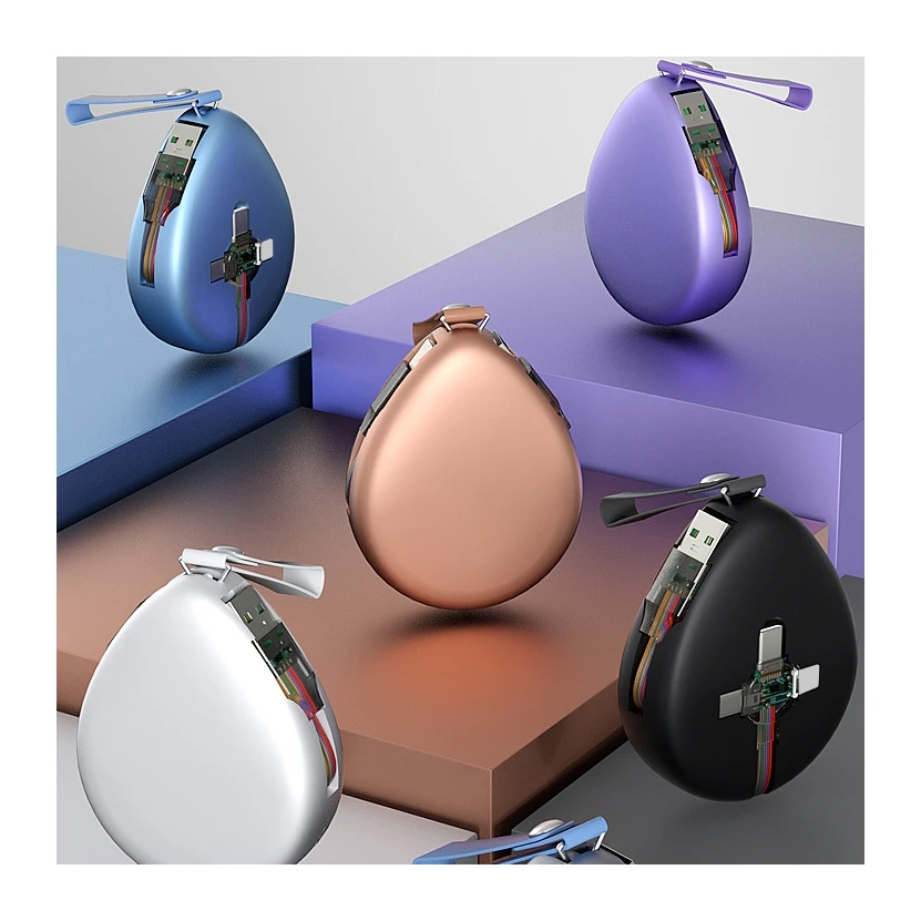 Creative transparent new telescopic 3in1 data cable, Portable 3.5A Stretchable Fast Charge Charging Cable