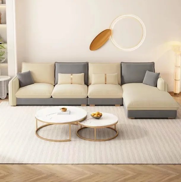 Nordic Modern Home Furniture Fabric Sectional Corner Couch Chaise Longue Combination Bed Living Room Sofa Set Designs