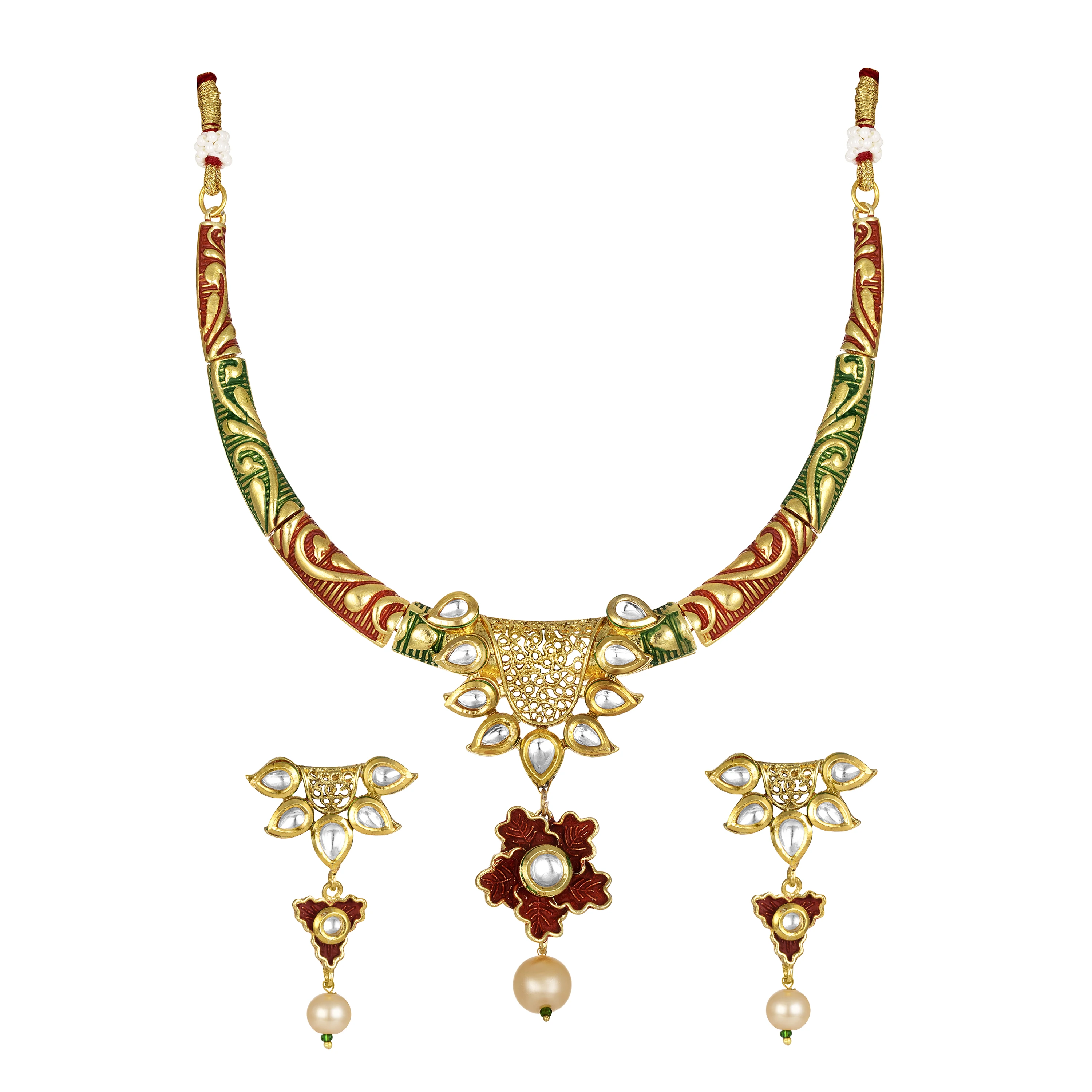 Оптовая продажа индийские ювелирные изделия Kundan Polki традиционные антикварные свадебные наборы ювелирных изделий из тяжелого золота