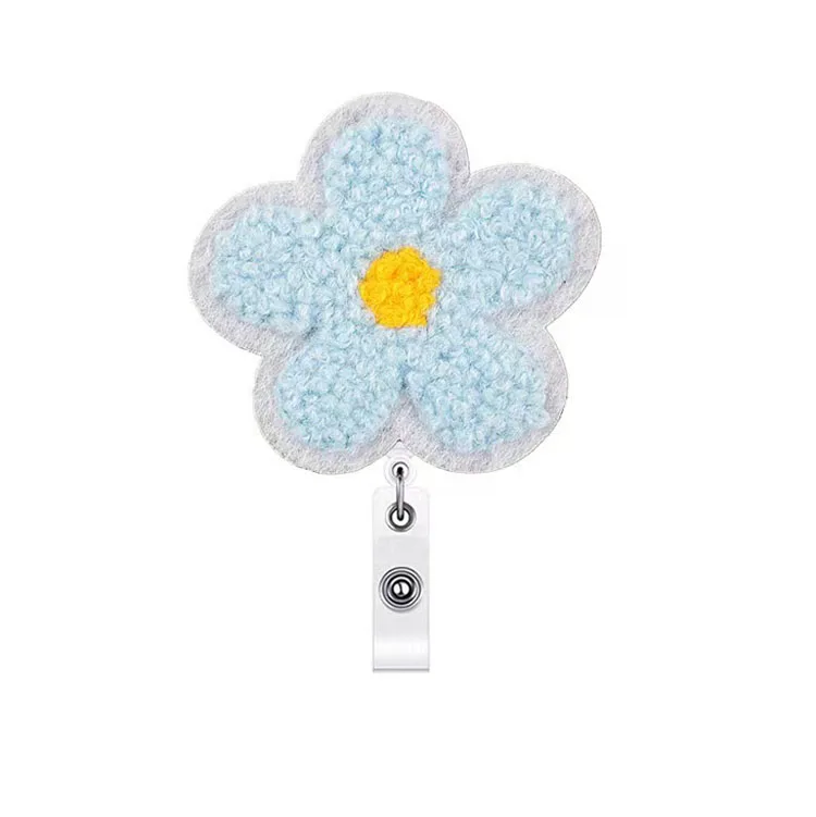 Hot sale stock easy pull button embroidery flower clothes patch badge reel sticker