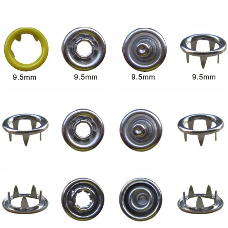 9.5mm Metal Five-prong Buckle Fasteners Press Button Snap Buttons Baby Clothes Sewing Accessories