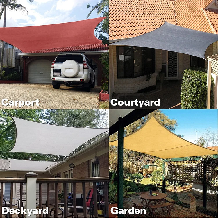 Beige Color Virgin Polyethylene Hdpe Garden Rectangle Sun Uv Shadow Shading Shades Shade Sail