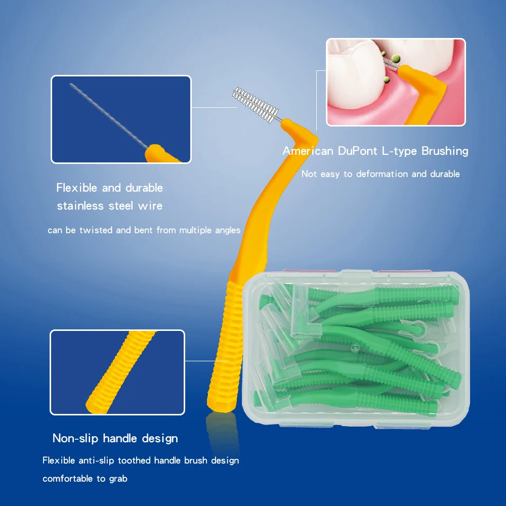 Лидер продаж, межзубная щетка, пластиковый производитель, L-образные ортодонтические скобы, фабричные стоматологические рекламные подарки, 160 шт., 0,8 мм