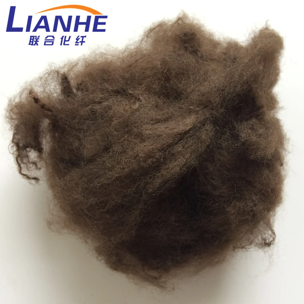 regenerated 3D or 6D olive shade solution dope dyed psf fiber for geotextiles