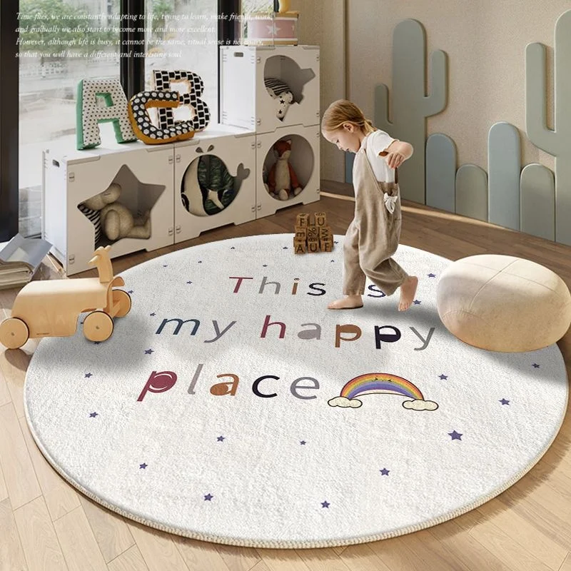 Soft Plush Soldiers and Horses Round Shape 3D Printed Children Carpet Eco-Friendly Nursery Rug