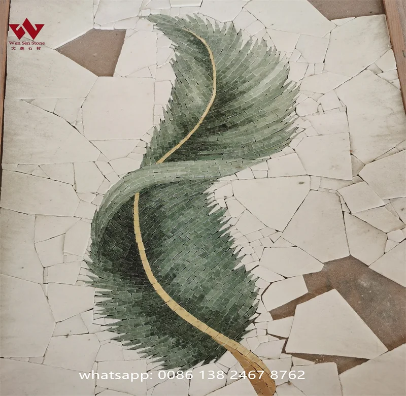 marble wall tile by mosaic pattern for wall painting pattern with leaf design good quality