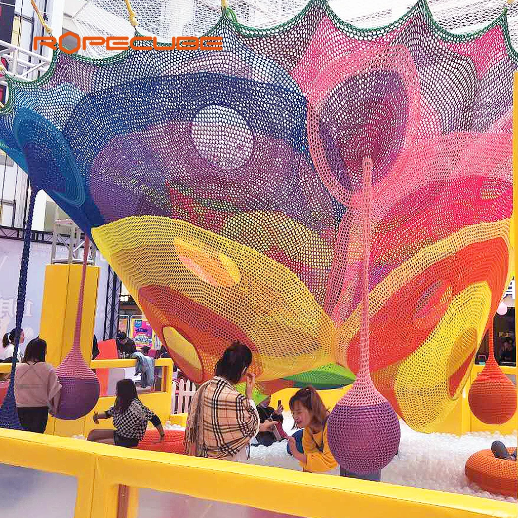 ROPECUBE Kids Colorful Indoor Playground Soft Play Rainbow Climbing Rope Net Equipment