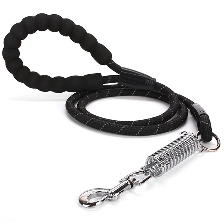 Animal Pet Dog Walking Reflective Braided Rubber Traction Leash Lead Rope Nylon With Spring Dogs Pets Harness Belt Leashes