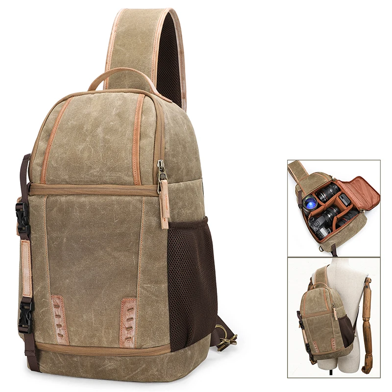 Versatile Photography Backpack Retro Waterproof Dslr Camera Sling Bag For Biking Travel Hiking Cycling