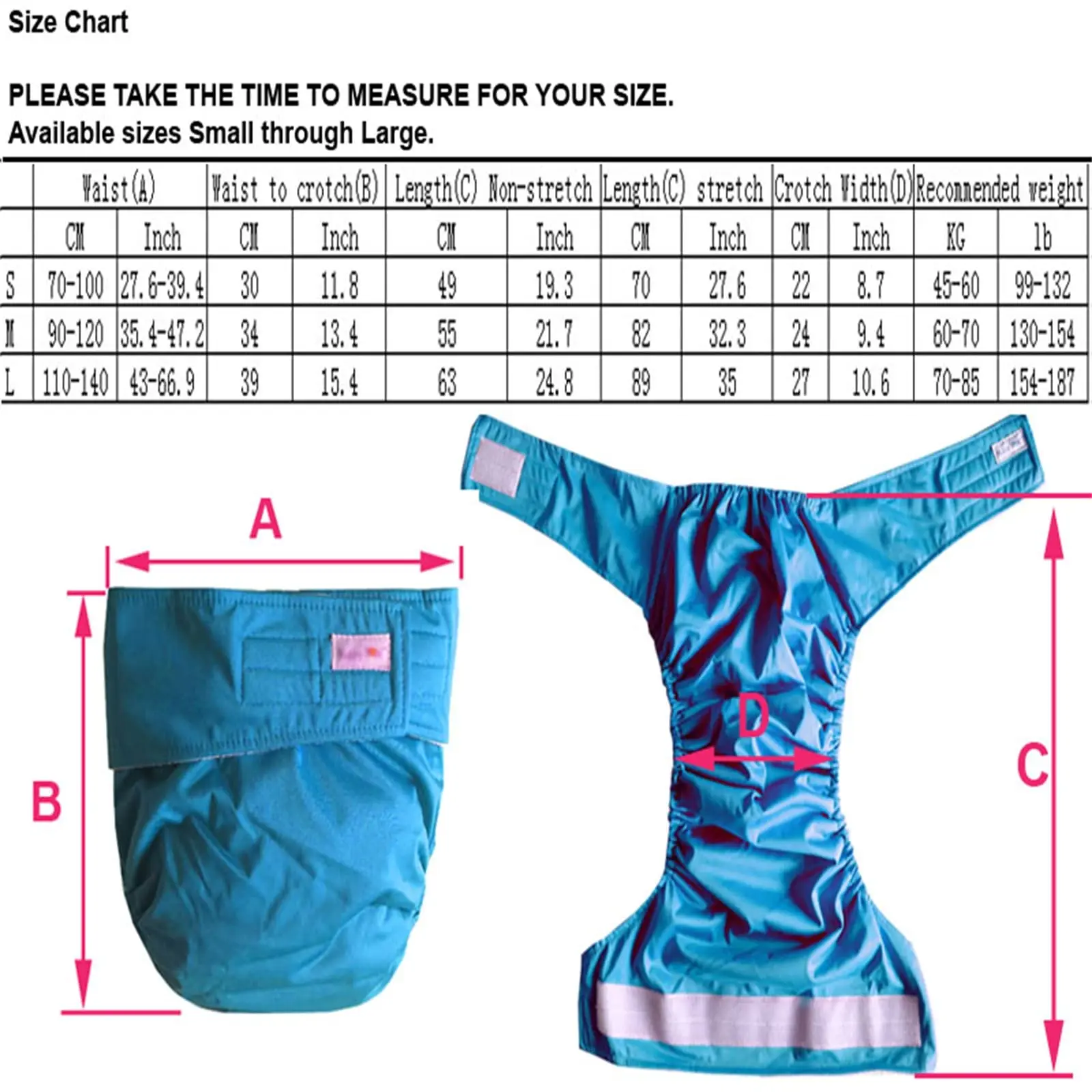 Babyshow Reusable Adult Diapers for Old People and Disabled Large Size Adjustable TPU Coat Waterproof Incontinence Underwear