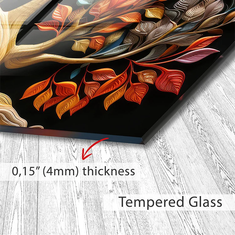 Nordic Home Decor Tempered Glass Wall Art HD Print Life of Tree Stained Wall Decor Hangings Glass Printing