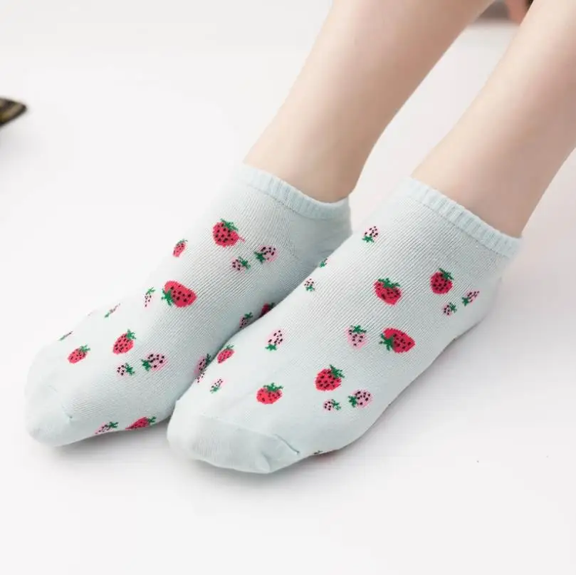  Красочные хлопковые забавные новые женские короткие носки с фруктами низким вырезом невидимые носки-невидимки подарочная