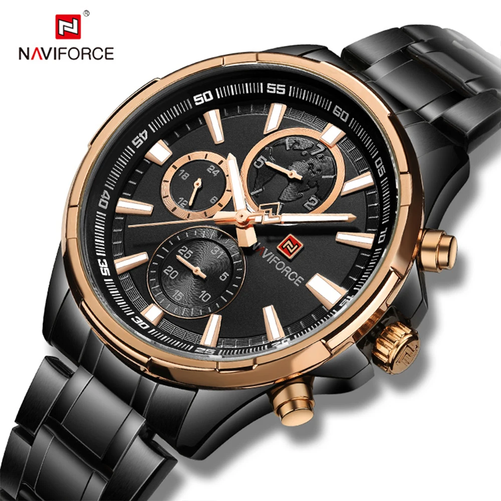 NAVIFORCE Luxury Waterproof Fashion Men Stainless Steel Japan movement couple watch