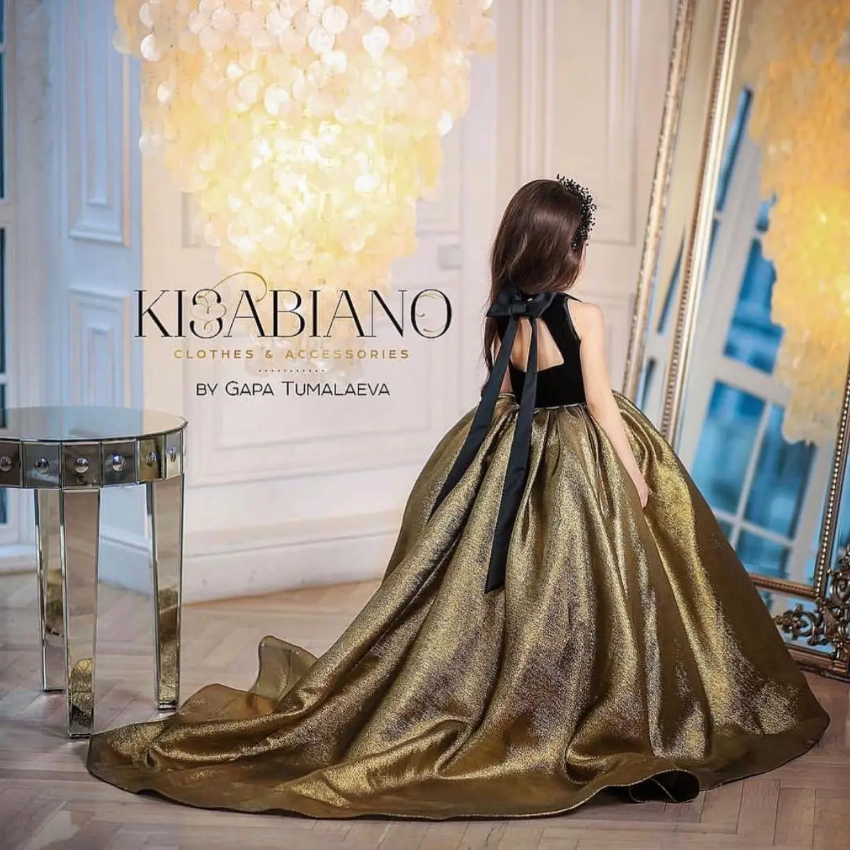Black Velvet Gold Jacquard Wedding Flower Girl Dress Kids Princess Birthday Party Dress