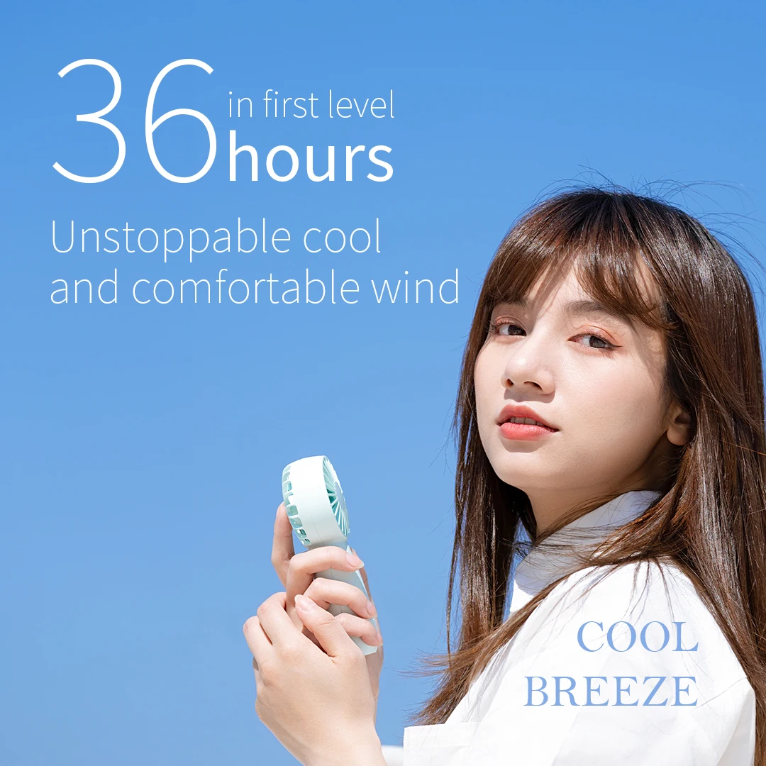 Hot Sale Mini Pocket Handheld Fan Three Speed  China Factory Wholesale mini fan four color Type C 5000 mAh Battery