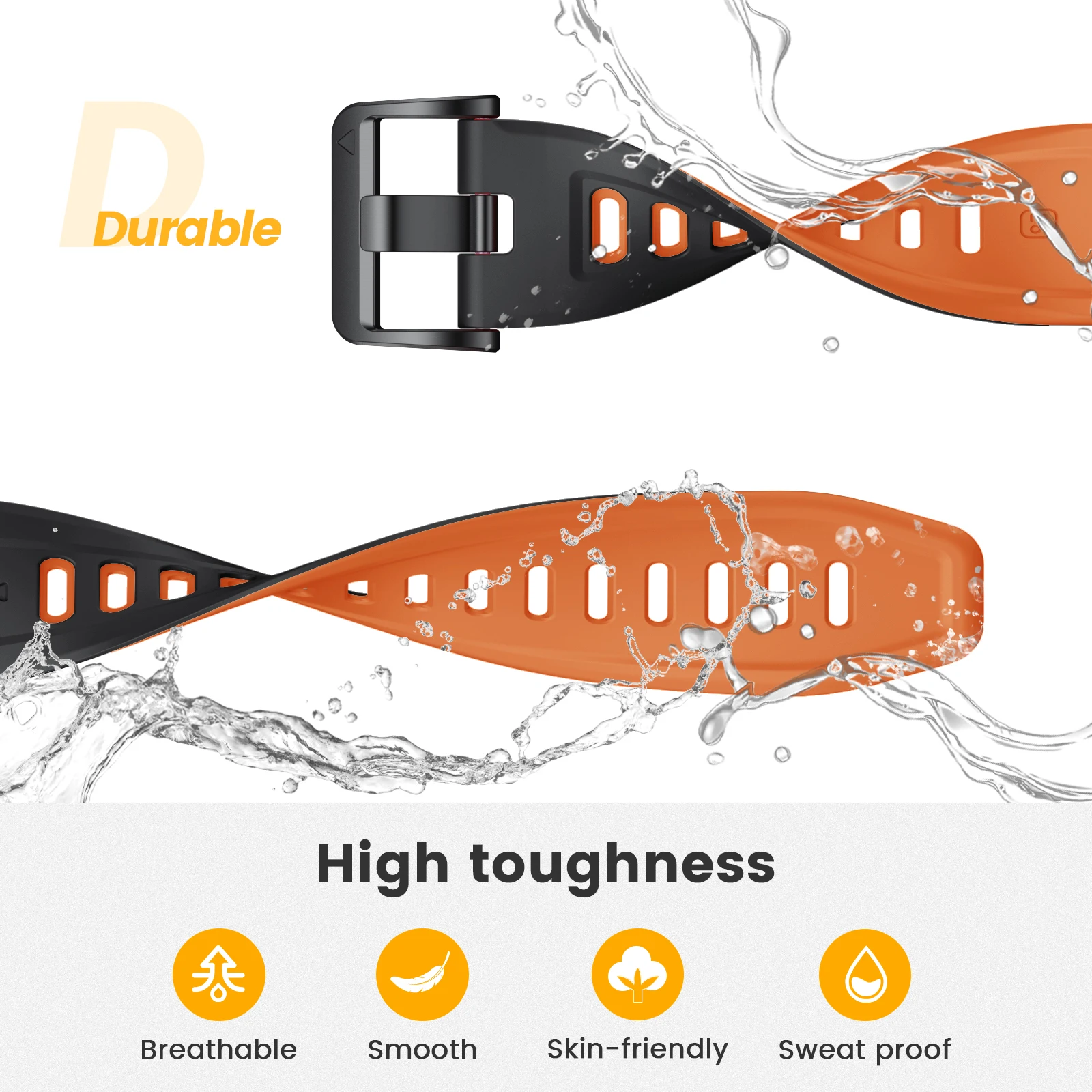 Eraysun Quick Release Two Colors Silicone Strap Soft Rubber Waterproof Fashion Smart Watch Band For Garmin Fenix7 26mm