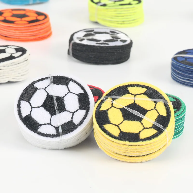 Hot Sale Football Embroidery Iron On Round Sports Team Patches For Jersey Hat