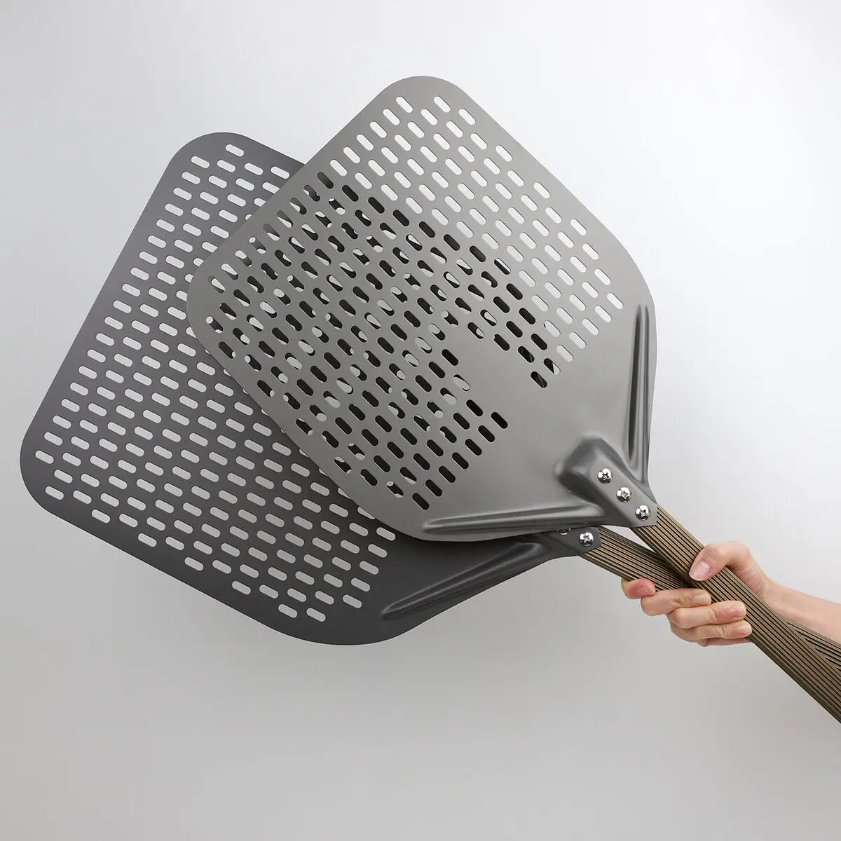  12 дюймов 14 thickenaluminum деревянный handlemetal лопата для пиццы с перфорацией профессиональный металлический короткая ручка