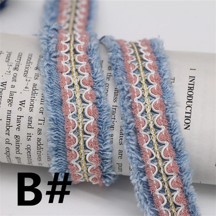 Wholesale Winter Coat Luxury Border Lace Trimming Ethnic Cord Blue Jeans Lace Trim Embroidery Sequin Lace Trim