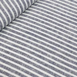 Classic Design Poplin Stripe Shirt Fabric European Flax Yarn Dyed Woven Linen Cotton Fabric