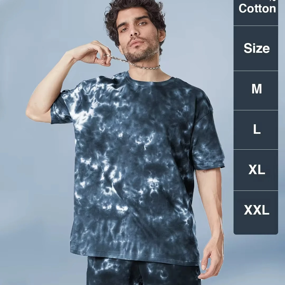 Casual Wear pink Crew neck Dropped shoulders Tie-dye design For Sale Men