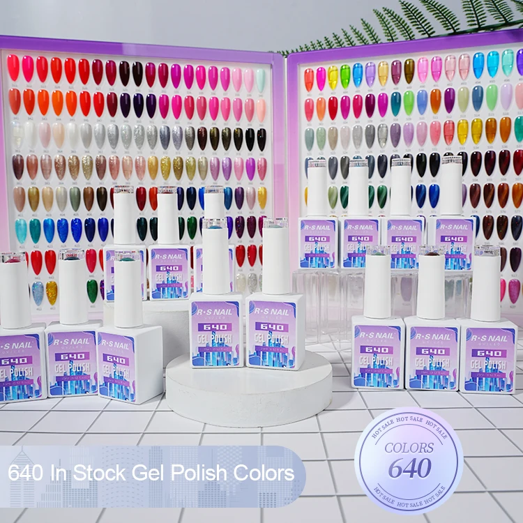 R S Nail Best Seller 640 Color 15ml Varnish  Nail Uv Gel 3 Step Gel Polish Oem Nails Art Glue Semi Permanent Uv Led Gel Varnish