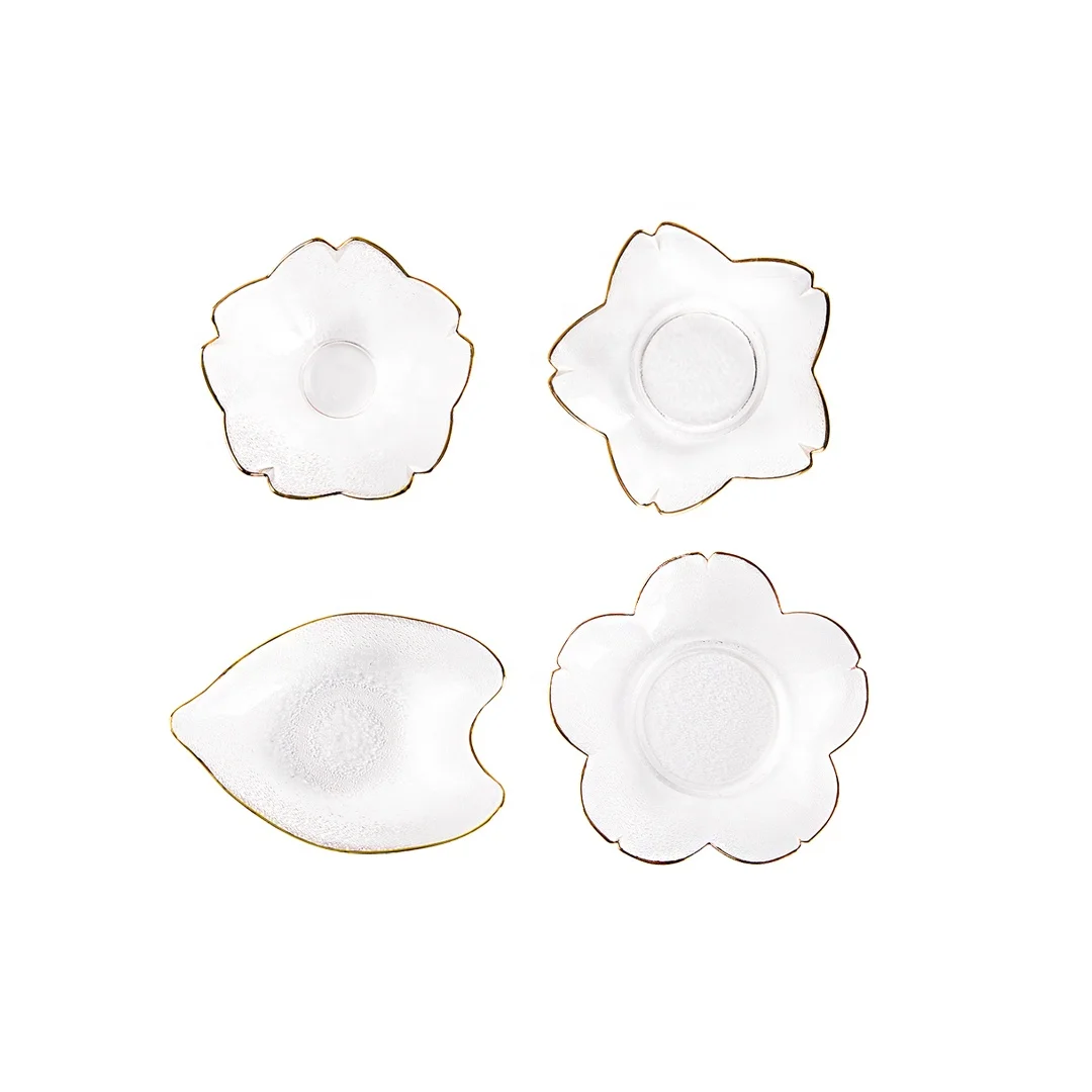 Nordic Creative Ocean Series Gold Glass Dish Heart Dessert Dish Snack Plate Jewelry Storage Tray Decoration Plate